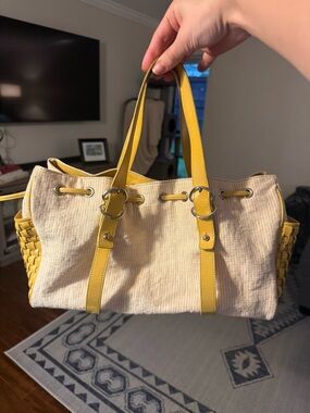 Kenneth Cole Yellow Linen Handbag